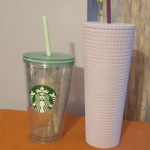 Starbucks USED Lilac Grid and Grande Cups